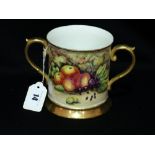 A Two Handled China Loving Cup With Still Life Fruit Panels By Lilian Lumley