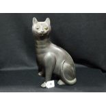 A Bretby Pottery Black Ground Seated Cat Figure