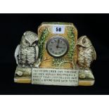 An Early 20th Century Plasterwork Owl Decorated Mantel Clock