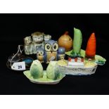 Seven Mixed Condiment Sets Including Beswick