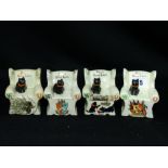 Four Crested China Cat And Chair Figures