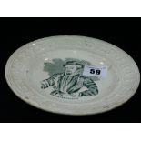 A 19th Century Staffordshire Pottery Nursery Plate With Transfer Portrait Of Sir Walter Raleigh