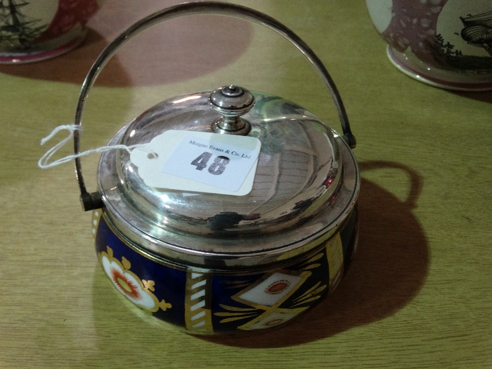 A Davenport Blue Rust and Gilt Decorated Preserve Pot And Cover