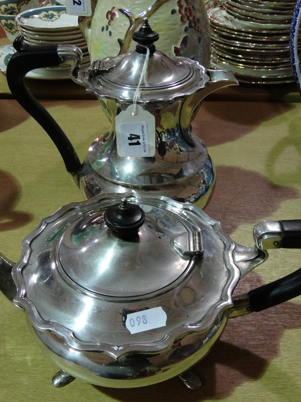 A Plated Tea Pot And Matching Coffee Pot