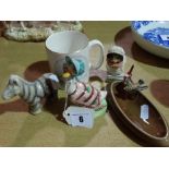 A Royal Albert Beatrix Potter Figure Together With A Wade Porcelain Pin Tray Etc (Five)