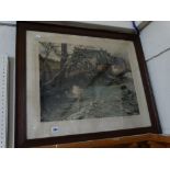 Wigini ? A Coloured Engraving Of A Rural French Farmhouse Signed In Pencil The Frame Bearing The