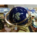 A Contemporary Collectors Table Globe Inset With Mineral Stones