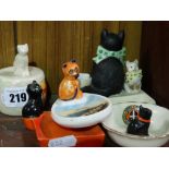 Five Crested China Cat Related Ashtrays And Similar