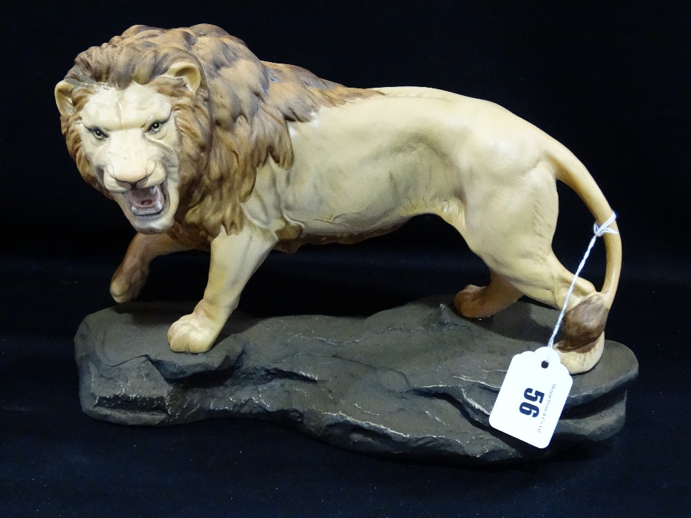 A Beswick Model, Lion On Rock By Graham Toungue Satin Matt Finish