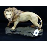 A Beswick Model, Lion On Rock By Graham Toungue Satin Matt Finish