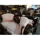 An Edwardian Salon Suite Of Settee, Two Carvers And Four Chairs By Hicks Of Dublin