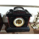 A Victorian Black Marble Encased Mantel Clock
