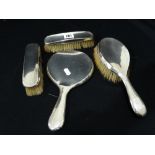 Three Silver Backed Dressing Table Brushes Together With A Hand Mirror