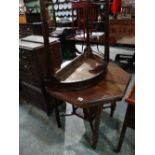 An Edwardian Mahogany Two Tier Occasional Table Together With A Half Moon Table