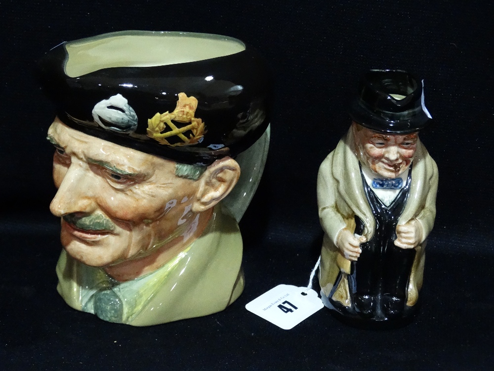 A Royal Doulton Character Jug, Monty Together With A Royal Doulton Winston Churchill Jug - Image 2 of 2