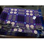 A Purple And Blue Ground Welsh Woolen Blanket