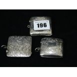 Three Victorian Silver Vesta Cases