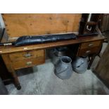 A Victorian Period Oak Gentleman`s Desk On Turned Supports