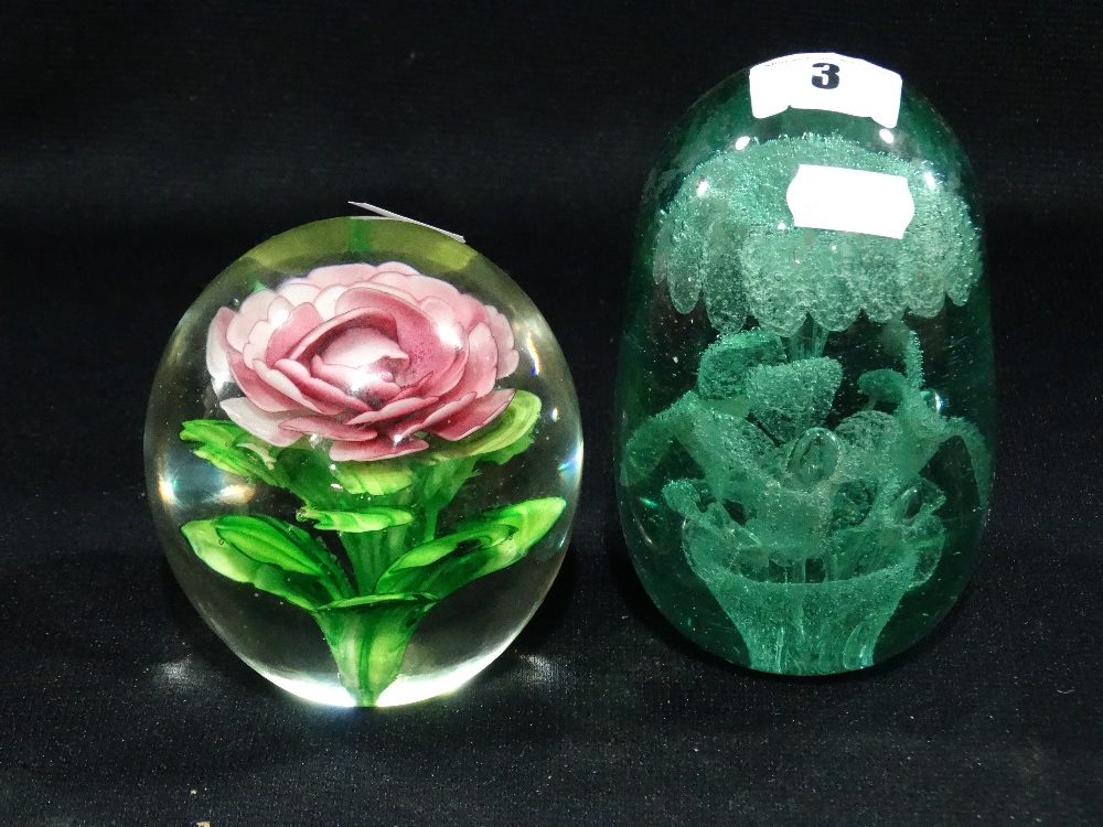 A Victorian Glass Dump Together With A Glass Paperweight