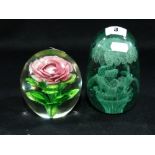 A Victorian Glass Dump Together With A Glass Paperweight