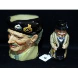 A Royal Doulton Character Jug, Monty Together With A Royal Doulton Winston Churchill Jug