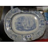 Three Blue And White Transfer Decorated Meat Plates