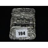 A Victorian Period Silver Castle Top Card Case Depicting Windsor Castle, Birmingham Hallmark