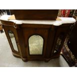 A Victorian Walnut Veneered Marble Topped And Mirrored Side Cabinet