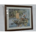 A Coloured Margaret W Tarrant Print Of Child And Animals On A Raft