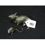 A Cast Bronze Model Of A Mouse Together With A Cast Bronze Model Of A Rat