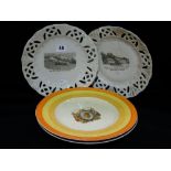 A 1937 Coronation Commemorative Plate Together With Two North Wales Related Ribbon Plates Etc