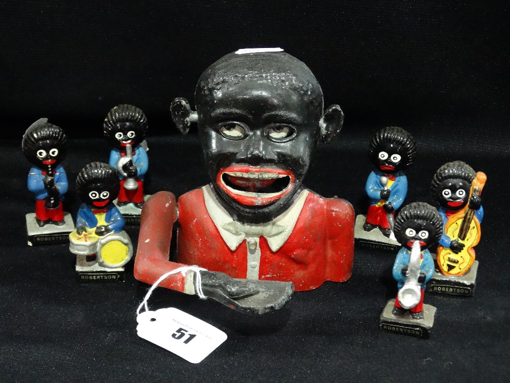 Seven Golly Musician Figures Together With A Cast Metal Money Bank - Image 2 of 2