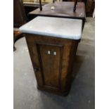 A Victorian Walnut And Marble Topped Pot Cupboard