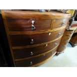 A Mahogany Bow Front Chest Of Two Short And Three Long Drawers
