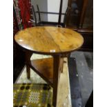 A Circular Topped Pine Cricket Table