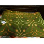 A Green Ground Welsh Woolen Blanket