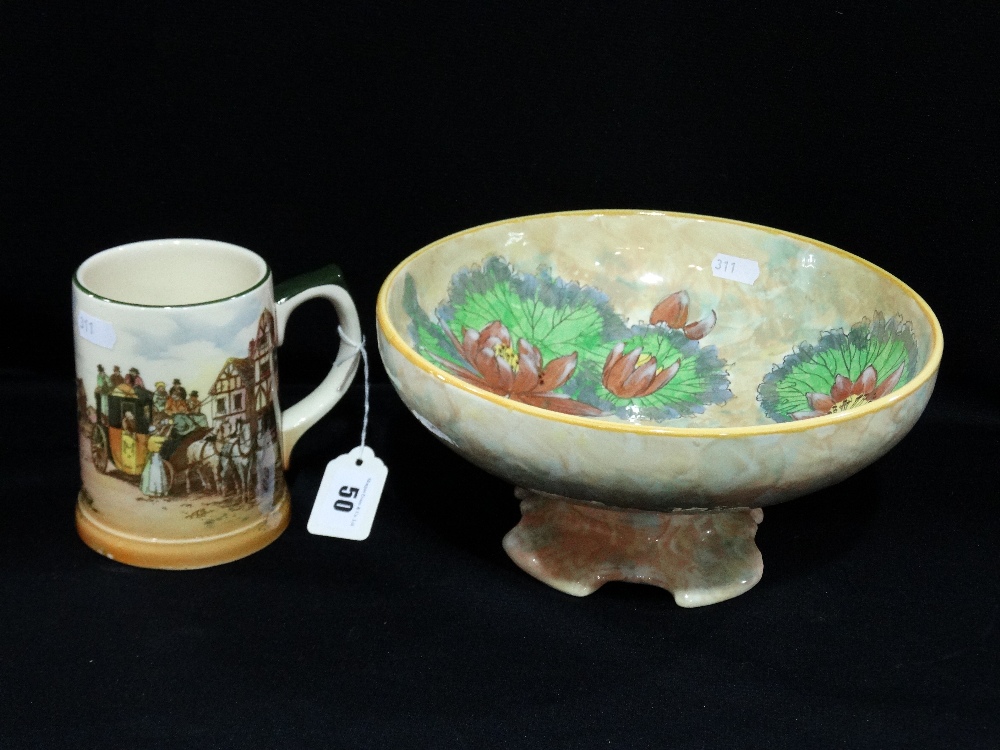 A Royal Doulton Coaching Scenes Tankard Together With A Royal Doulton Water Lilly Pattern Fruit - Image 2 of 2