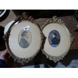 Two 19th Century Oval Watercolour Portrait Paintings Of Gentlemen, Each Within An Ornate Gilt Frame