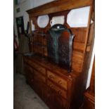 An Antique Pine Kitchen Dresser Having A Two Shelf Rack With Bank Of Spice Drawers, The Base