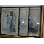 Three Oriental Watercolour Figural Studies