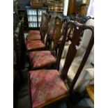 A Set Of Four Splat Back Mahogany Dining Chairs Together With A Similar Single Chair