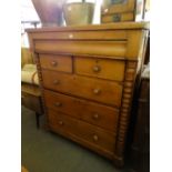 A Victorian Pine Chest Of Two Short And Four Long Drawers, Half Side Columns