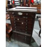 An Antique Mahogany Multi Drawer Watch Makers Cabinet Originally From The Offices Of Roberts &