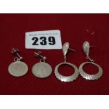 Three Pairs Of Silver Earrings