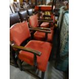 Four 20th Century Oak Framed Elbow Chairs