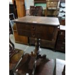 A 19th Century Mahogany Pedestal Work Table With Fitted Interior And Tripod Base