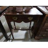 An Antique Oak Single Drawer Side Table On Square Supports