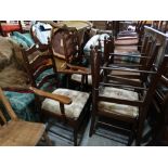 A Set Of Six 20th Century Oak Framed Ladder Backed Chairs