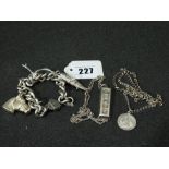 A Silver Charm Bracelet And Further Silver