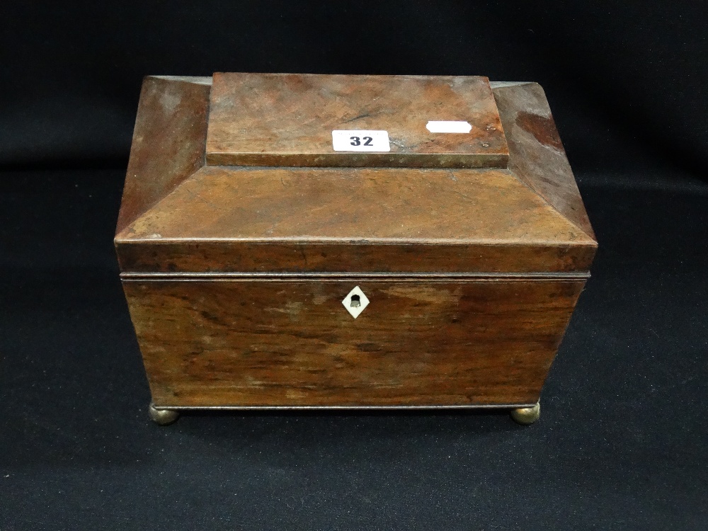 A 19th Century Mahogany Twin Compartment Tea Caddy